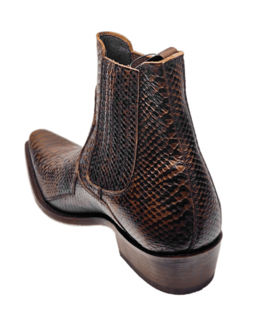 Sancho - Brown Embossed Faux-Snakeskin Pattern