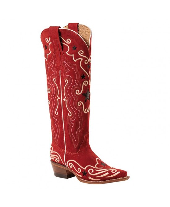 Stars & Stripes - Women's Western Boots - Red Suede Stars & Stripes - Women's Western Boots - Red Suede