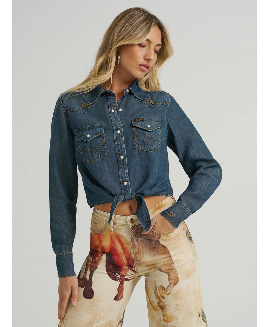 Wrangler - Lainey Wilson Tie Front Denim Shirt