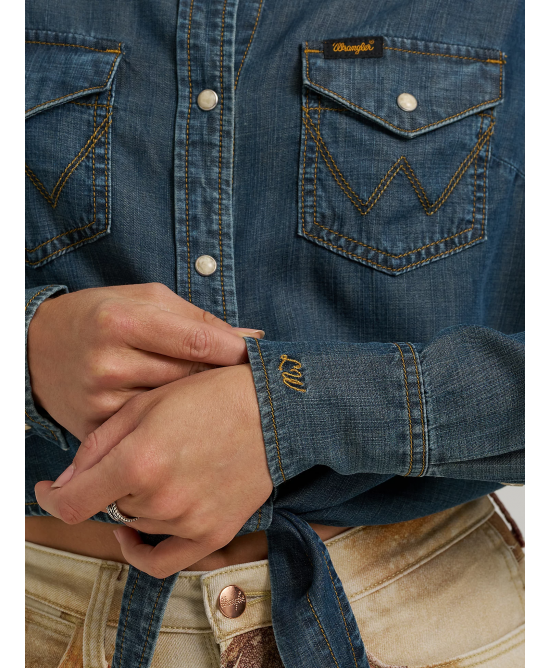Wrangler - Lainey Wilson Tie Front Denim Shirt