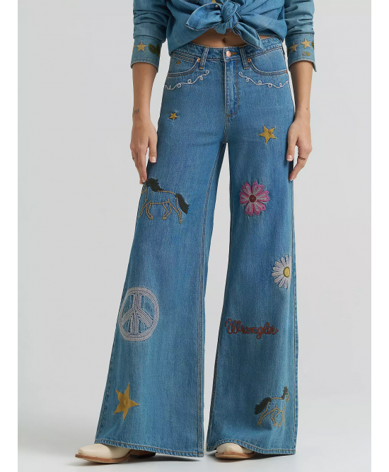Wrangler - Lainey Wilson Embroidered Wide Leg Jeans