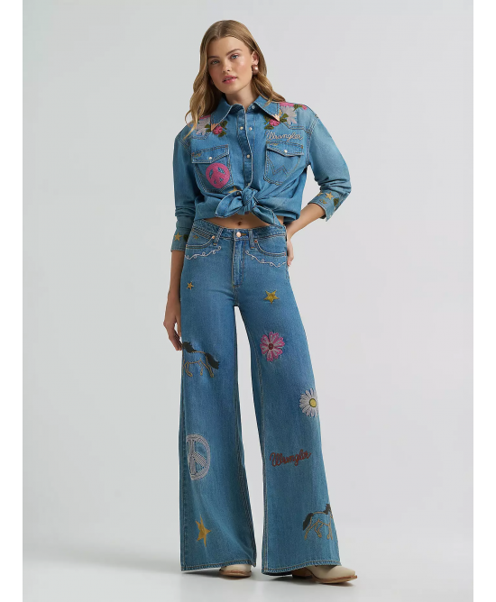 Wrangler - Lainey Wilson Embroidered Wide Leg Jeans