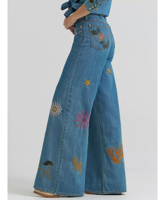 Wrangler - Lainey Wilson Embroidered Wide Leg Jeans