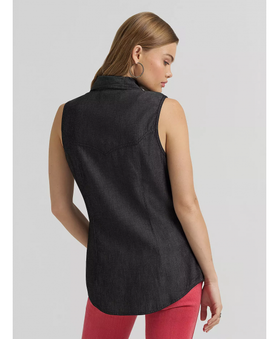 Wrangler - Lainey Wilson Distressed Sleeveless Shirt Wrangler - Lainey Wilson Distressed Sleeveless Shirt