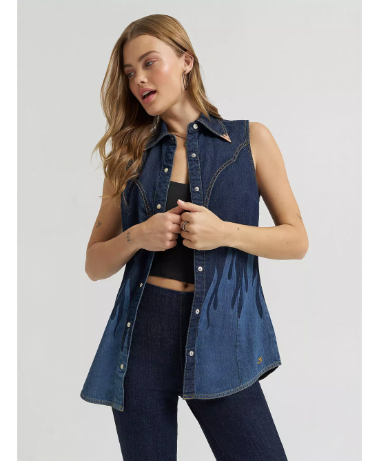 Wrangler - Lainey Wilson Sleeveless Shirt w/ Flames Wrangler - Lainey Wilson Sleeveless Shirt w/ Flames