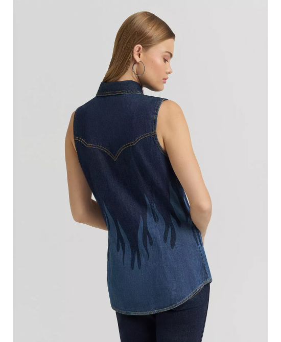 Wrangler - Lainey Wilson Sleeveless Shirt w/ Flames Wrangler - Lainey Wilson Sleeveless Shirt w/ Flames