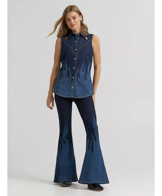 Wrangler - Lainey Wilson Sleeveless Shirt w/ Flames Wrangler - Lainey Wilson Sleeveless Shirt w/ Flames