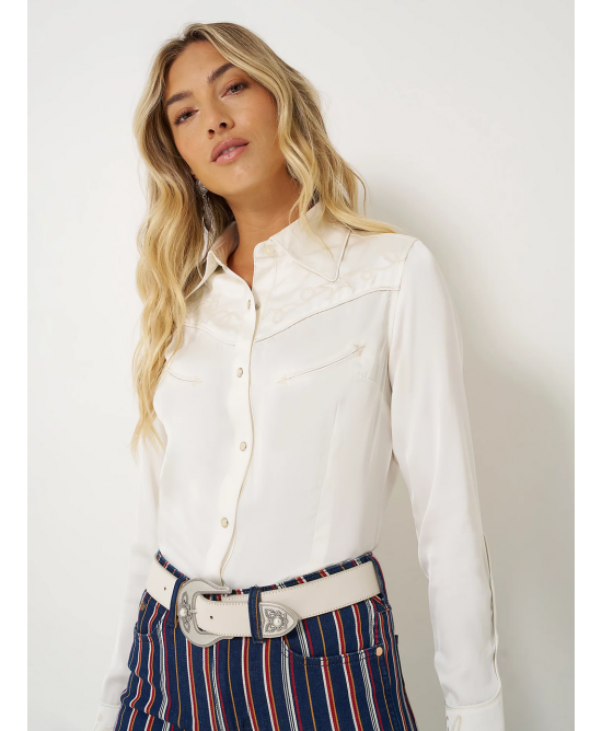 Wrangler - Lainey Wilson Star White Embroidered Western Snap Shirt