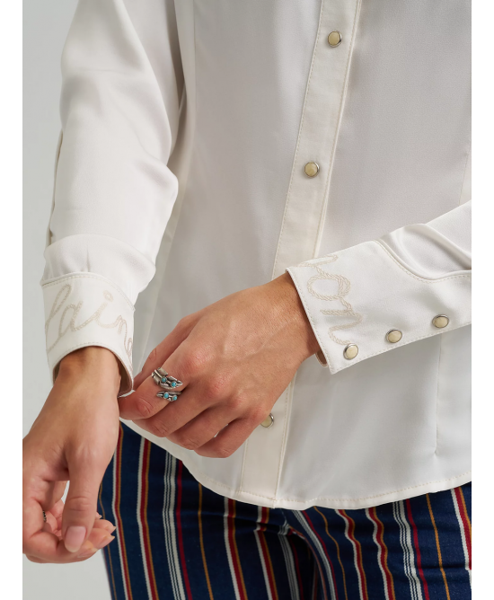 Wrangler - Lainey Wilson Star White Embroidered Western Snap Shirt