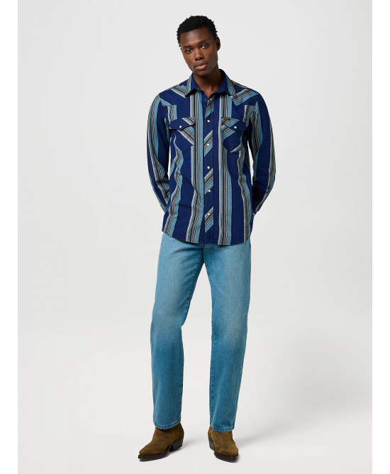 Wrangler - Regular Western Indigo Shirt - Blue Wrangler - Regular Western Indigo Shirt - Blue