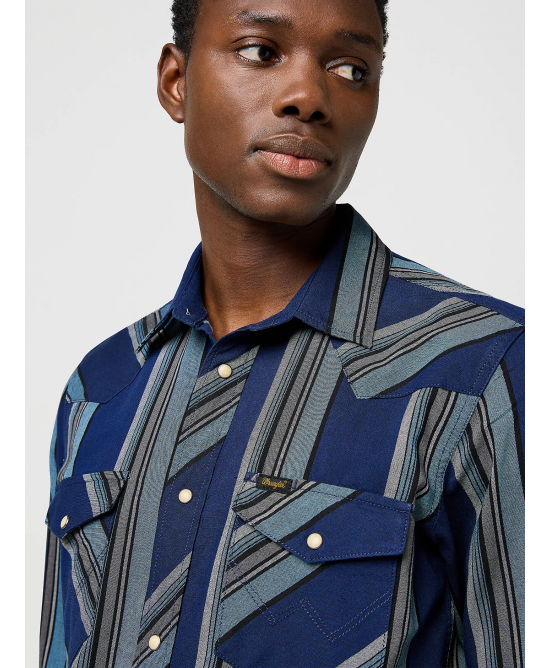 Wrangler - Regular Western Indigo Shirt - Blue Wrangler - Regular Western Indigo Shirt - Blue
