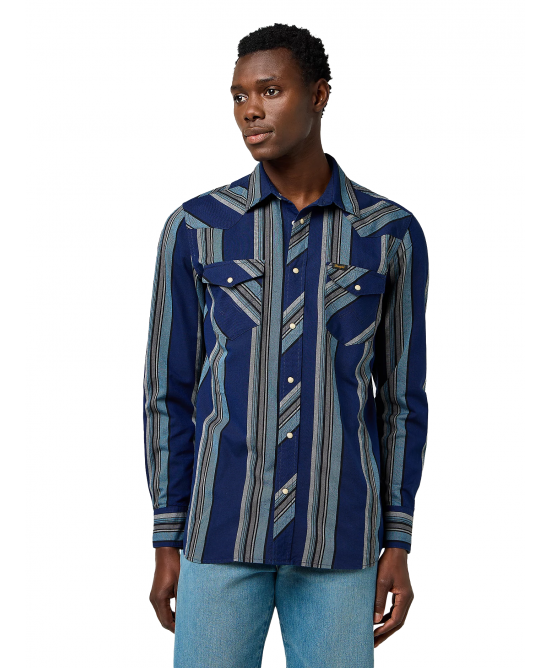 Wrangler - Regular Western Indigo Shirt - Blue Wrangler - Regular Western Indigo Shirt - Blue