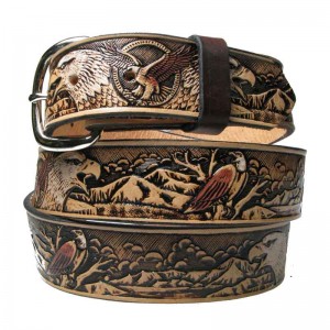 Leather Belt - Big White Eagle Brown Leather Belt - Big White Eagle Brown