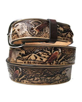 Leather Belt - Big White Eagle Brown