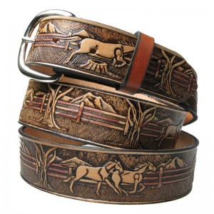 Leather Belt - Brown Horses Leather Belt - Brown Horses