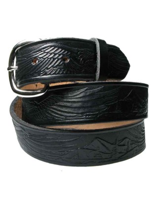 Leather Belt - Flying Eagle Black