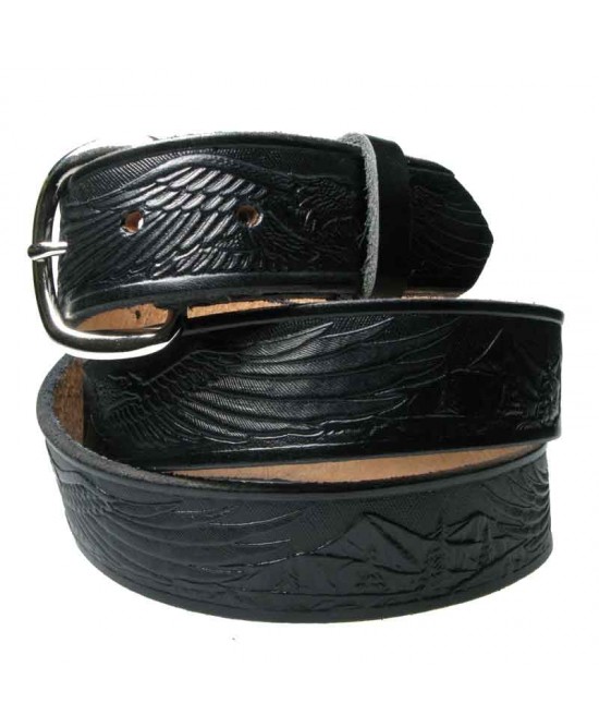 Leather Belt - Flying Eagle Black
