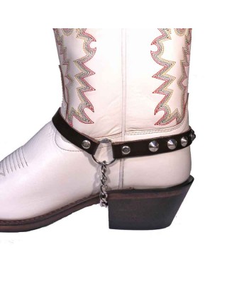 Boot Straps - Conical Stud Dark Brown - Thin