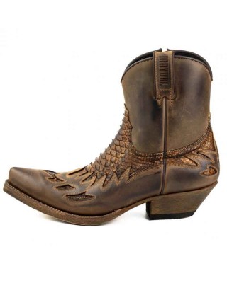 Mayura 012 Ankle Cowboy Boot Leather Genuine Snakeskin - Tierra