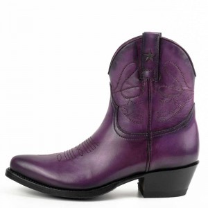 Mayura 2374 Purple Ladies Cowboy Ankle Boots Mayura 2374 Purple Ladies Cowboy Ankle Boots