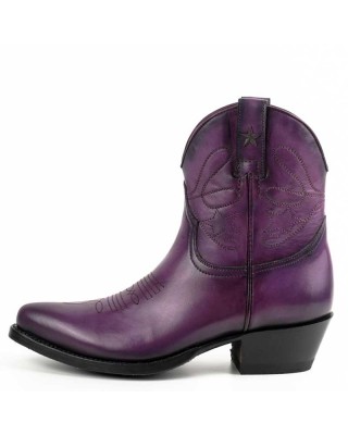 Mayura 2374 Purple Ladies Cowboy Ankle Boots