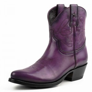 Mayura 2374 Purple Ladies Cowboy Ankle Boots
