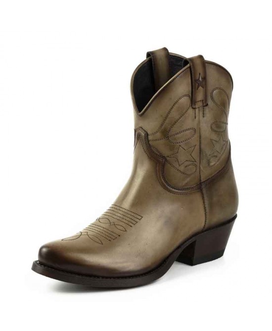 Brown/Grey Cowgirl Ankle Boots Brown/Grey Cowgirl Ankle Boots