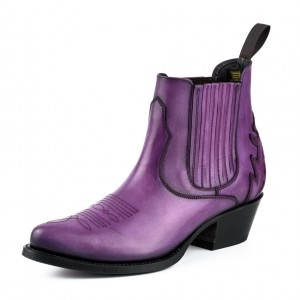 Mayura 2487 Marilyn Purple Ladies Cowboy Ankle Boots
