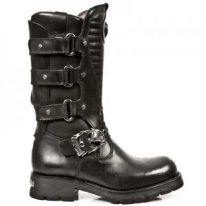 New Rock - M.7604-S1 - Black Leather Biker Boots New Rock - M.7604-S1 - Black Leather Biker Boots