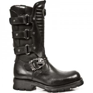 New Rock - M.7604-S1 - Black Leather Biker Boots New Rock - M.7604-S1 - Black Leather Biker Boots