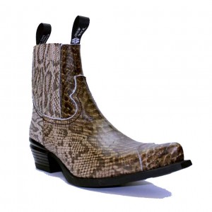 New Rock - M-7953-C40 - Brown Faux Snakeskin Ankle Boots New Rock - M-7953-C40 - Brown Faux Snakeskin Ankle Boots