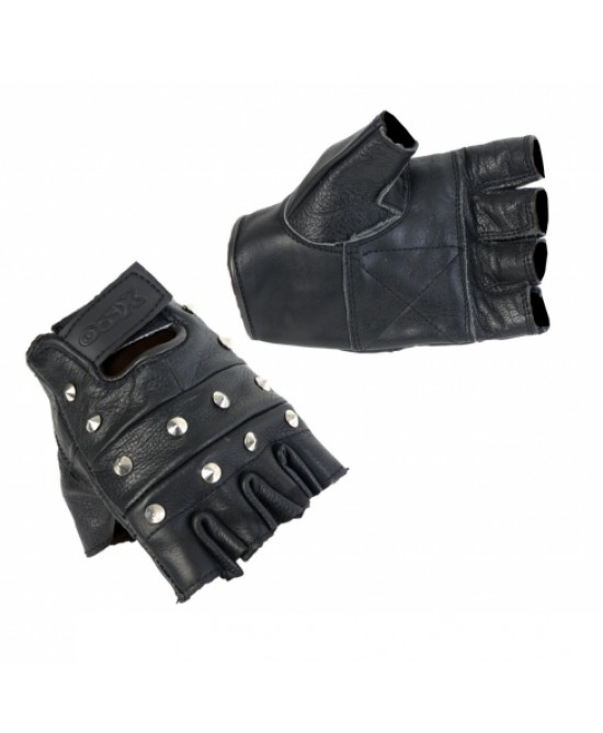 Studded Leather Fingerless Gloves