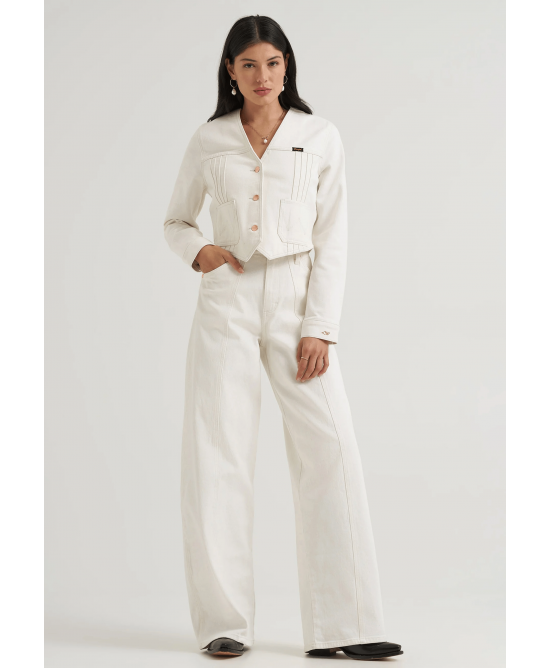 Wrangler - Lainey Wilson - Pleated Tour White Denim Blouse 